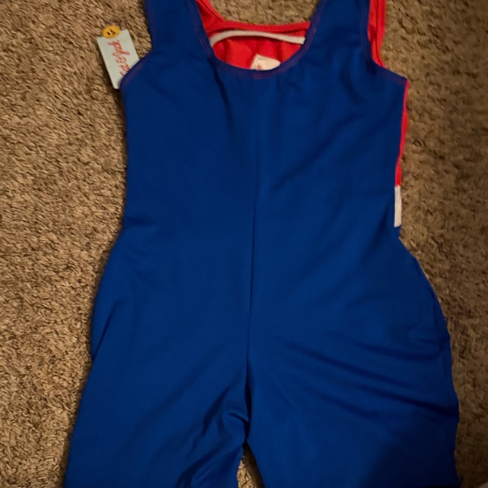 Cat & Jack Red and Blue Jumpsuit with Silver Accent - Picture 3 of 3